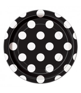Black Polka Dots Small Paper Plates (8ct)
