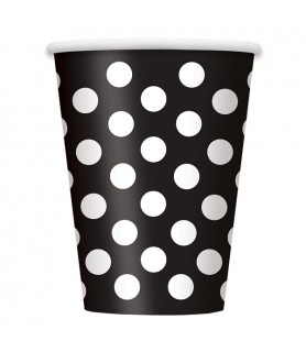 Black Polka Dots 12oz Paper Cups (6ct)