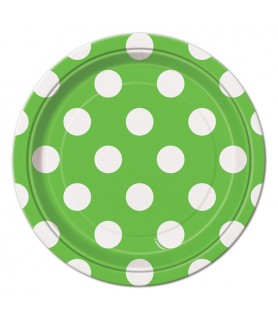 Green Polka Dots Small Paper Plates (8ct)