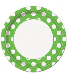 Green Polka Dots Large Paper Plates (8ct)