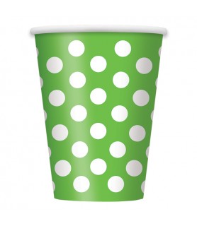 Green Polka Dots 12oz Paper Cups (6ct)