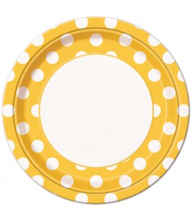 Yellow Polka Dots Large Paper Plates (8ct)