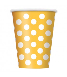 Yellow Polka Dots 12oz Paper Cups (6ct)