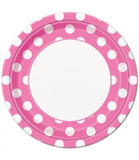 Pink Polka Dots Large Paper Plates (8ct)