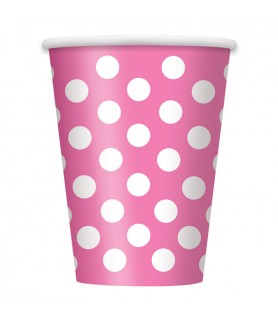 Pink Polka Dots 12oz Paper Cups (6ct)
