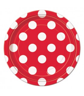 Red Polka Dots Small Paper Plates (8ct)