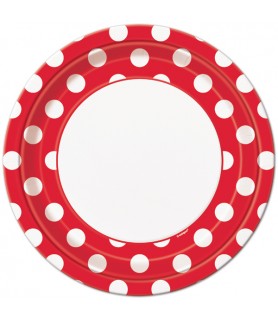 Red Polka Dots Large Paper Plates (8ct)