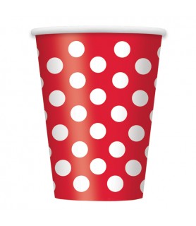Red Polka Dots 12oz Paper Cups (6ct)