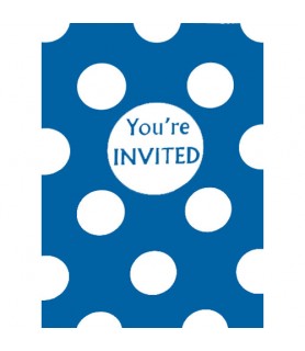 Blue Polka Dots Invitations w/ Envelopes (8ct)