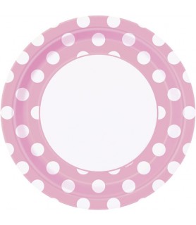 Lovely Pink Polka Dots Large Paper Plates (8ct)