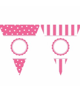Pink Polka Dots and Stripes Customizable Banner Kit (144pc)