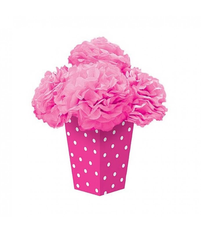 Bright Pink Polka Dots Tissue Centerpiece Kit (7pc)