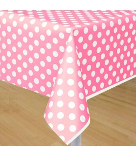 Hot Pink Polka Dots Plastic Table Cover (1ct)