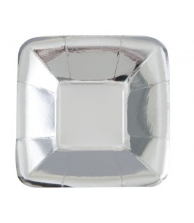Silver Shiny Metallic Small Appetizer Plates (8ct)