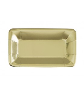Gold Shiny Metallic Rectangular Appetizer Plates (8ct)