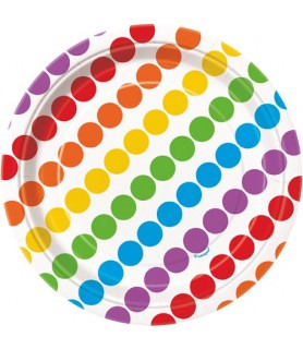Rainbow Dots and Stripes Small Paper Plates (8ct)