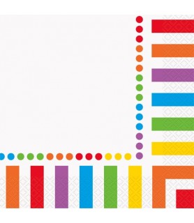 Rainbow Dots and Stripes Lunch Napkins (16ct)