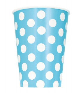 Powder Blue Polka Dots 12oz Paper Cups (6ct)