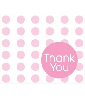 Baby Shower 'Pink Polka Dots' Thank You Notes w/ Envelopes (8ct)