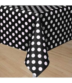 Black Polka Dots Plastic Table Cover (1ct)