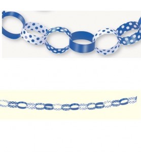 Blue Polka Dots Paper Chain Garland (5ft)