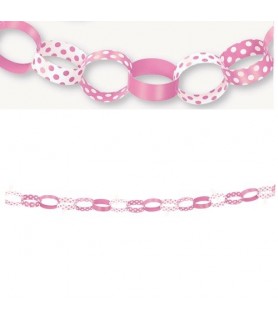 Pink Polka Dots Paper Chain Garland (5ft)