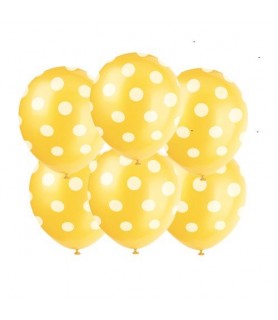 Yellow Polka Dots Latex Balloons (6ct)