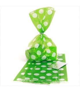 Green Polka Dots Cello Favor Bags w/ Twist Ties (20ct)