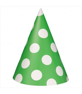 Green Polka Dots Cone Hats (8ct)