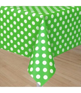 Green Polka Dots Plastic Table Cover (1ct)