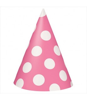 Pink Polka Dots Cone Hats (8ct)