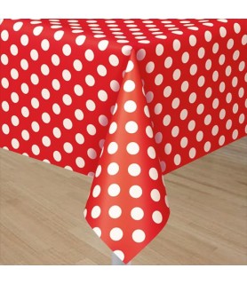 Red Polka Dots Plastic Table Cover (1ct)