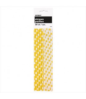 Yellow Polka Dots Straws (10ct)