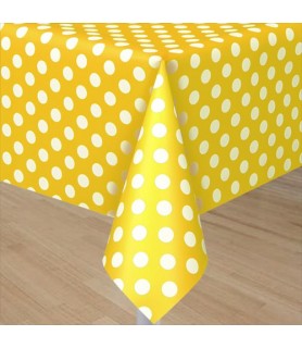 Yellow Polka Dots Plastic Table Cover (1ct)
