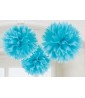 Blue Caribbean Large Fluffy Pom Pom Hanging Decorations (3ct)