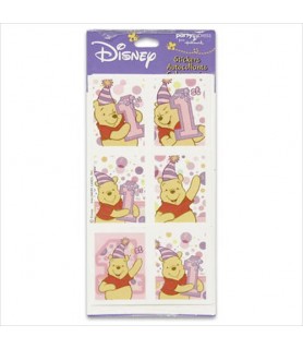 Winnie the Pooh Girl's 1st Birthday Stickers (4 sheets)