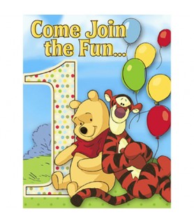 Winnie the Pooh and Pals Boy or Girl 1st Birthday Invitations w/ Envelopes (8ct)