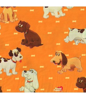 Pound Puppies Vintage 1985 Orange Gift Wrap (2 sheets, 8.3 sq. ft)