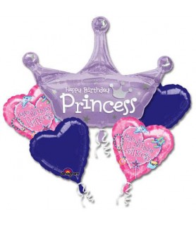 Princess 'Happy Birthday' Foil Mylar Balloon Bouquet (5pc)
