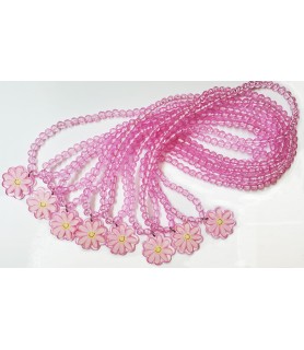Floral Birthday 'Smiles' Flower Shaped Pink Plastic Stretch Necklace Favors (8ct)