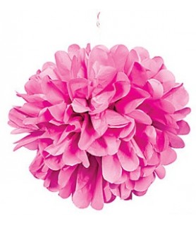 Bright Pink Large 16" Decorative Puff Ball (1ct)