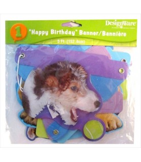 Puppy Party 5ft Happy Birthday Banner (1ct)