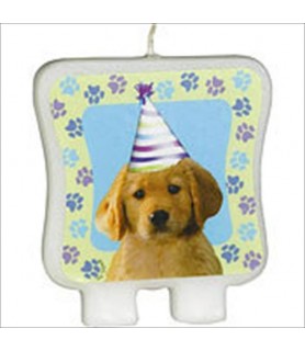 Puppy Party Printed Decal Cake Candle (1ct)