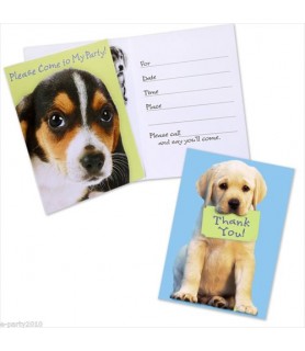 Puppy Party Invitations and Thank You Notes w/ Env. (8ct ea.)