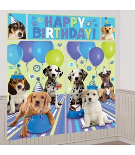 Puppy Party Wall Poster Decorating Kit (5pc)