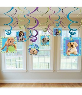 Puppy Party Hanging Swirl Decorations (12pc)