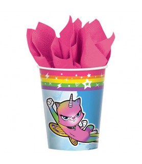 Rainbow Butterfly Unicorn Kitty 9oz Paper Cups (8ct)