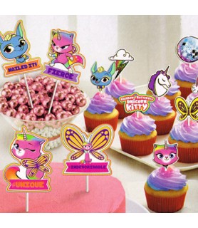 Rainbow Butterfly Unicorn Kitty Cake Toppers (12pc)