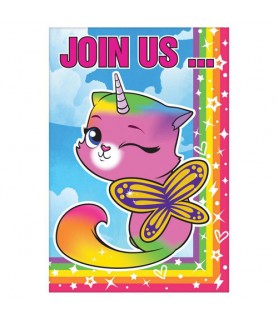 Rainbow Butterfly Unicorn Kitty Invitation Set w/ Envelopes (8ct)