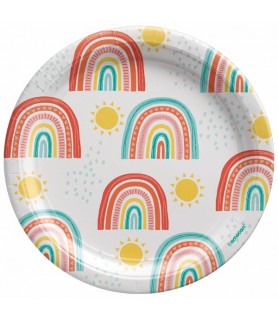 Birthday 'Retro Rainbow' Small Paper Plates (8ct)